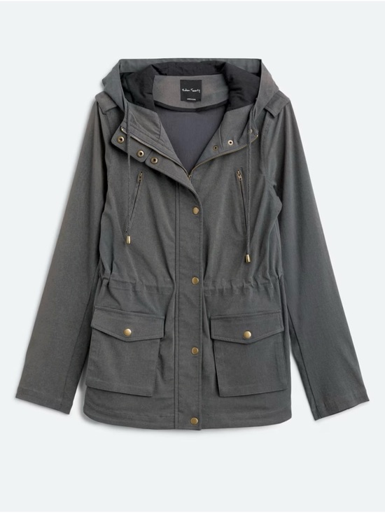 Eden Society Jackets & Blazers - Eden Society Cinched Waist Hooded Cargo Anorak Jacket Charcoal Grey Size XL NWT